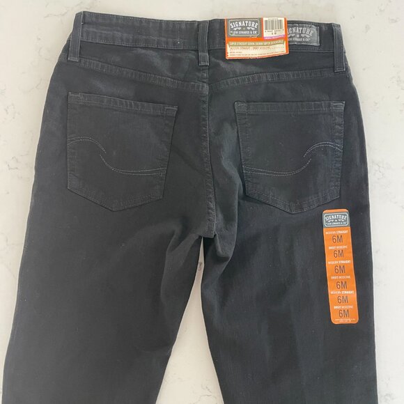 Signature by Levi Strauss & Co. Modern Straight 5 Pocket M Rise Jeans Black Sz 6 - Picture 7 of 16